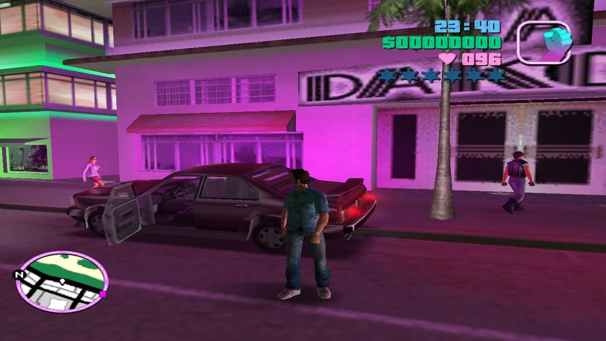 Скриншот сделан в игре "GTA: Vice City" / Томми красуется новой машиной
