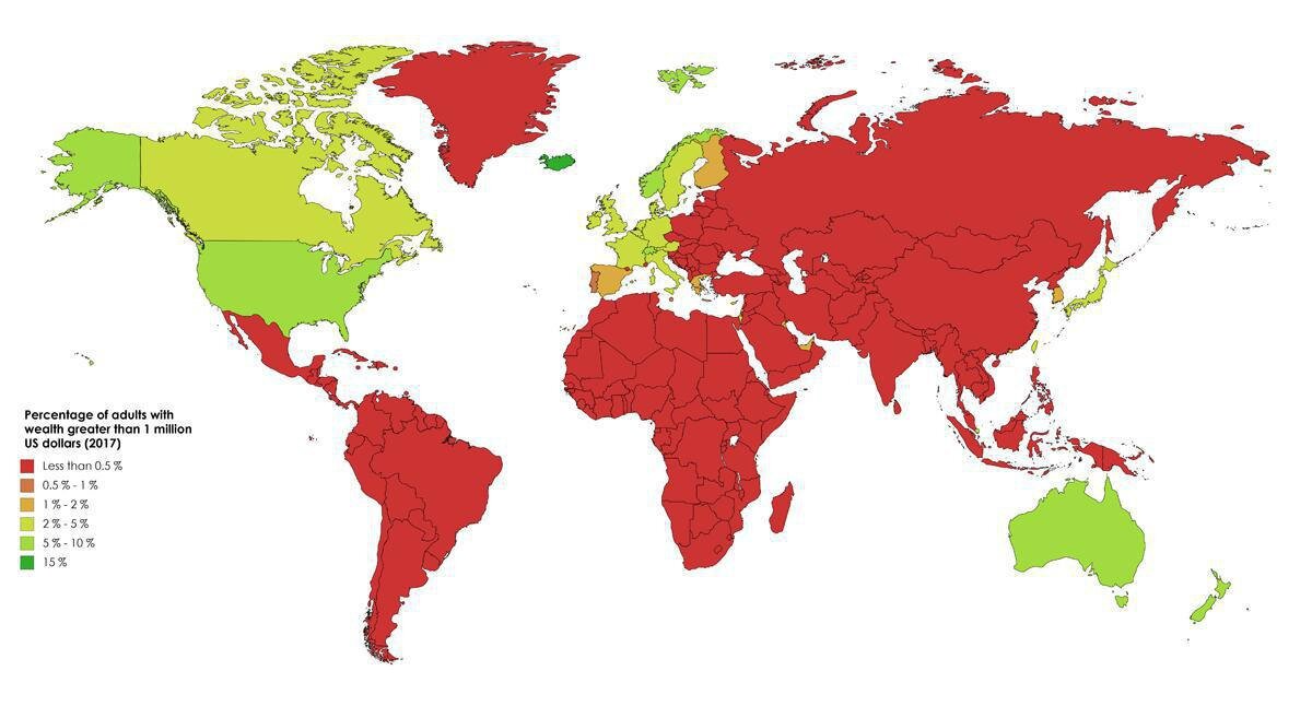 Процент людей с состоянием больше 1 млн $ 