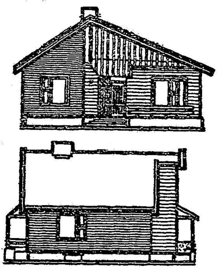 На изображении: внешний вид одноэтажного двухкомнатного кирпичного дома.