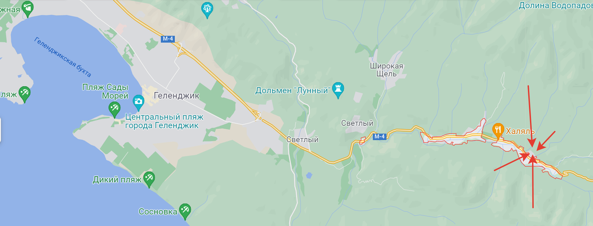 Стрелки указывают на начало маршрута