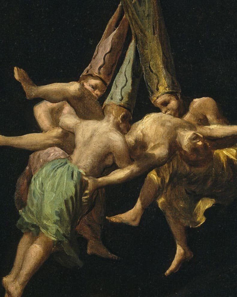 Франсиско Гойя "Полет ведьм", 1798. Музей Прадо, Мадрид. Фрагмент.
