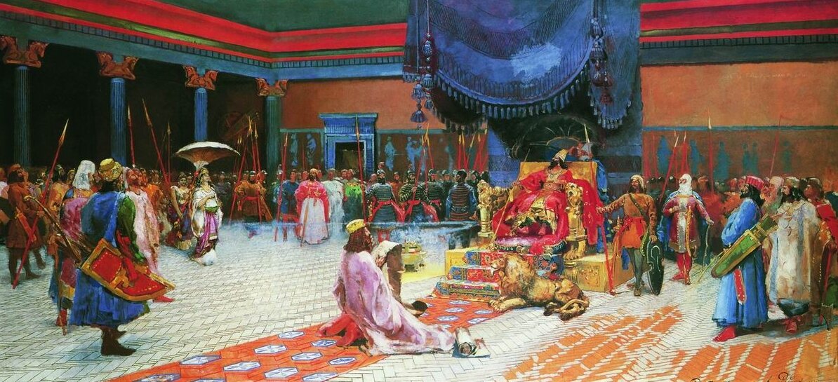 Эсфирь перед Артаксерксом (А. П. Рябушкин, 1887)