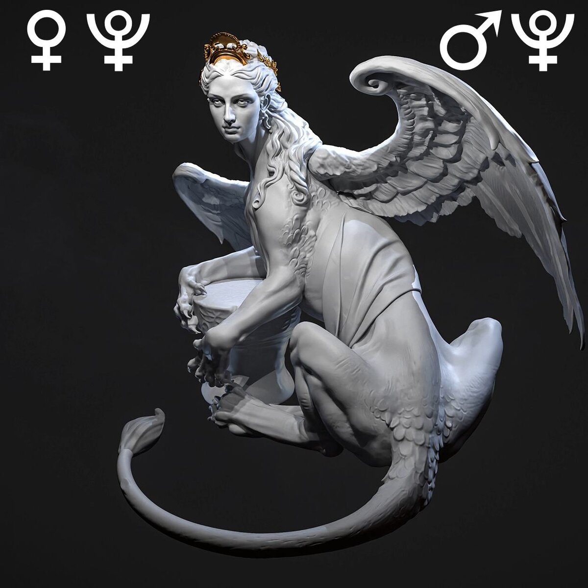 Коллаж автора, астрологические символы Венеры, Марса и Плутона