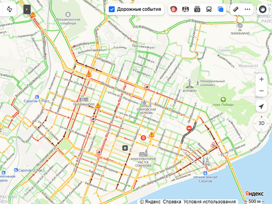     Автопробки в Саратове. Фото: "Яндекс.Пробки"