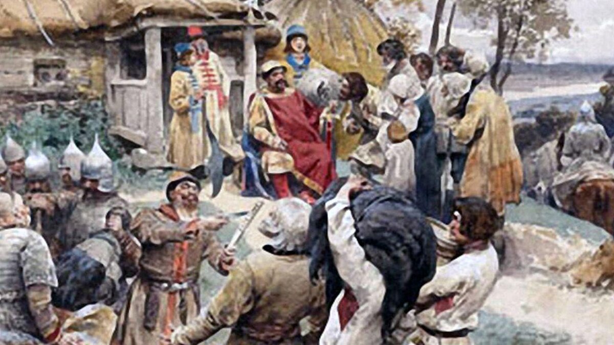 Древнерусские политические игры. Князь Игорь собирает дань с древлян.