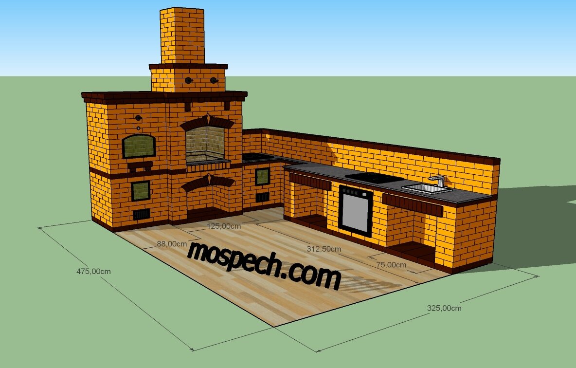 Проектирование барбекю печи из кирпича на летней кухне