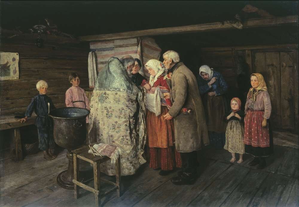 Крестины. 1896. Художник Петр Коровин