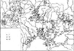 Памятники культуры ранней бронзы. I - катакомбная культурно-историческая общность; II – культура шнурковой керамики; III - городско-здоябецкая культура.