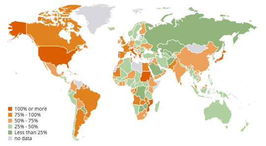 Страны мира по отношению госдолга к ВВП, 2019 год, данные и графика МВФ