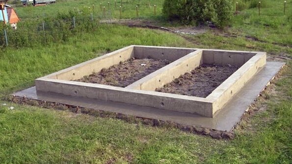 Ленточный фундамент с отмосткой 
