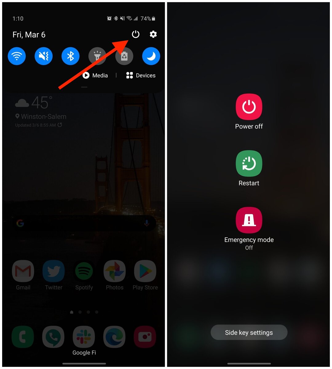 Samsung s20 menu
