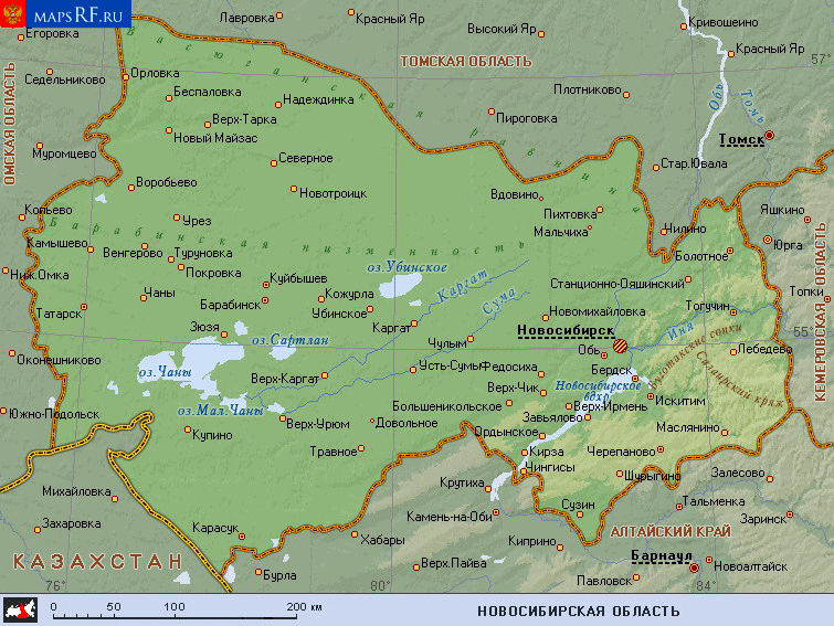 Карта Новосибирской области