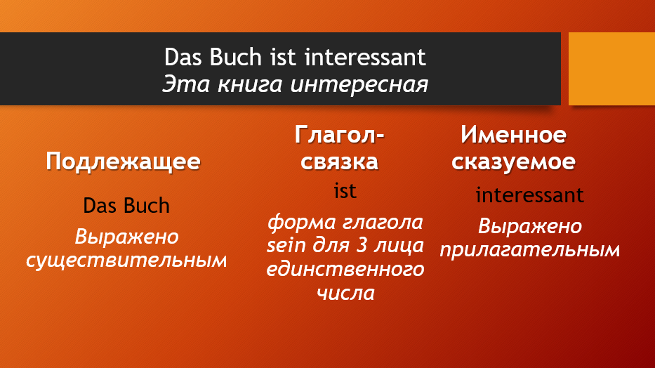 Пример Prädikativ в немецком языке