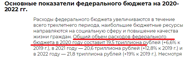 Федеральный бюджет России на 2020-2022 года.