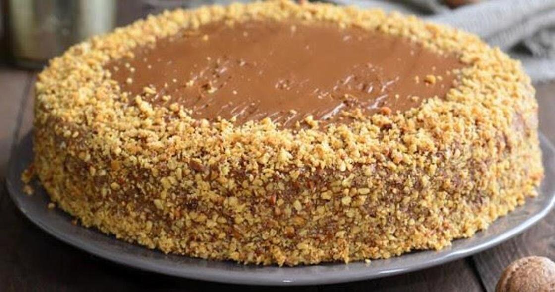 Ореховый торт с грецкими орехами и сгущенкой