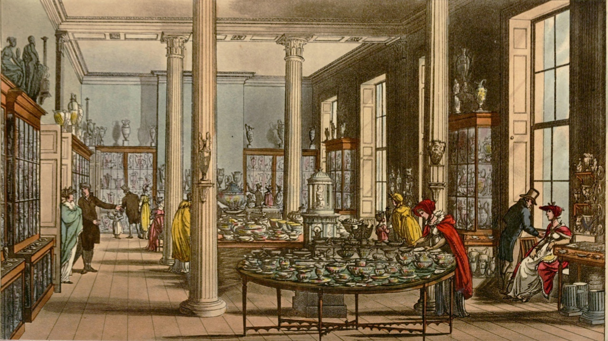 Wedgwood's London showroom, Wedgwood & Byerley in St James's Square in 1809.