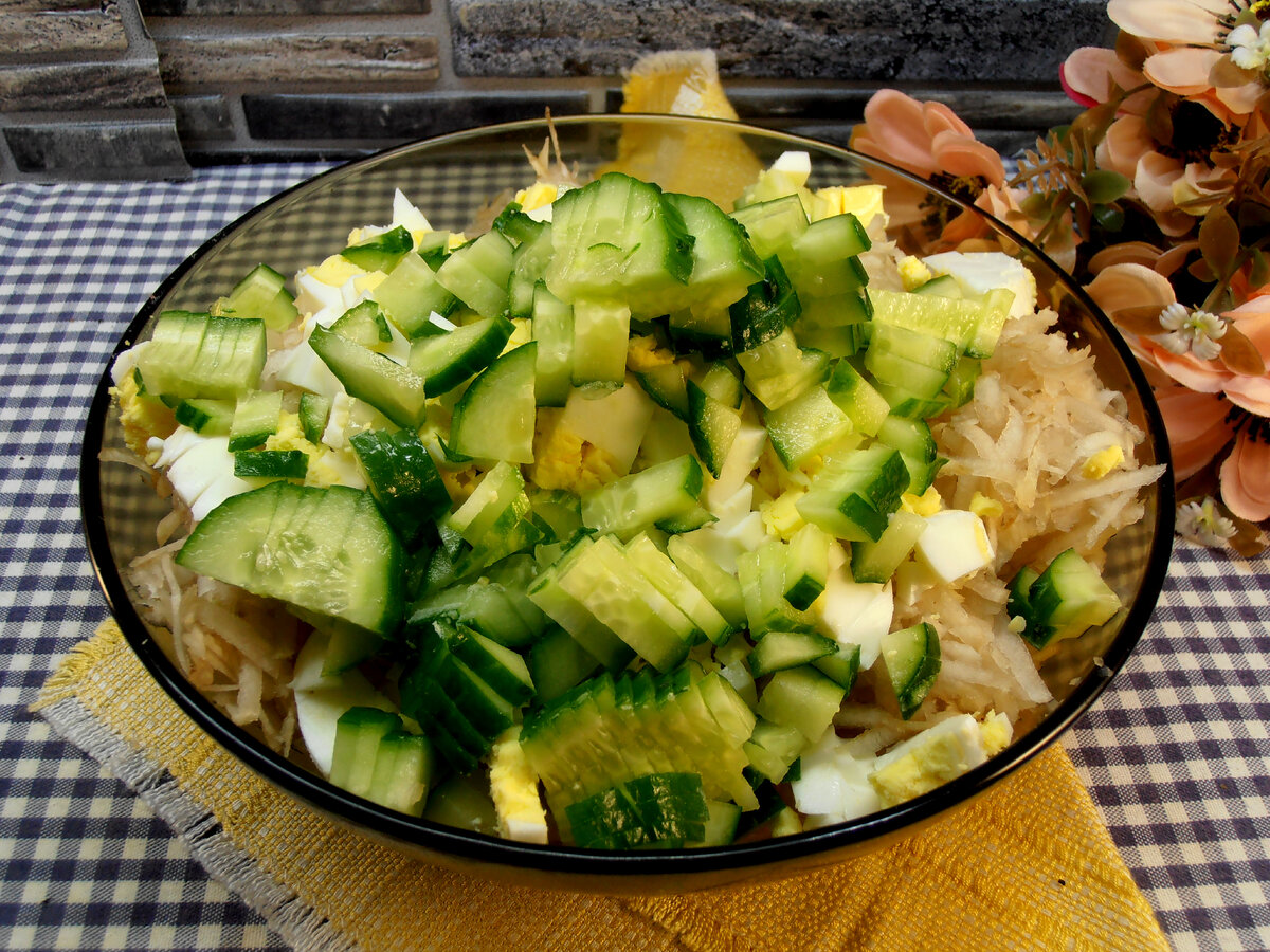 Салат из топинамбура и свежего огурца | Готовим вкусно дома/ Кулинария/  Рецепты | Дзен