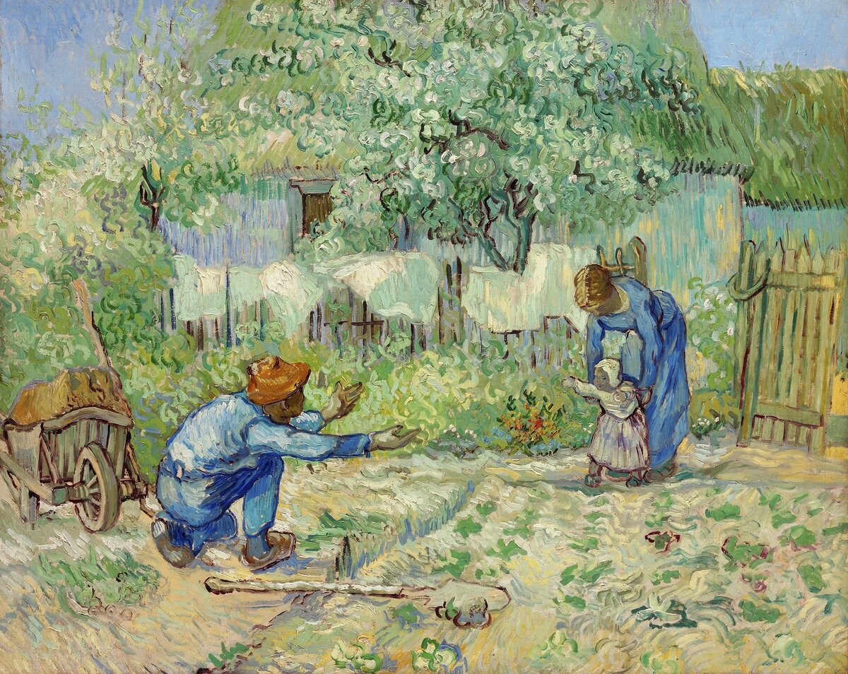 First Steps, after Millet (1890) by Vincent Van Gogh. Original from the MET Museum. Digitally enhanced by rawpixel. Источник: rawpixel.com