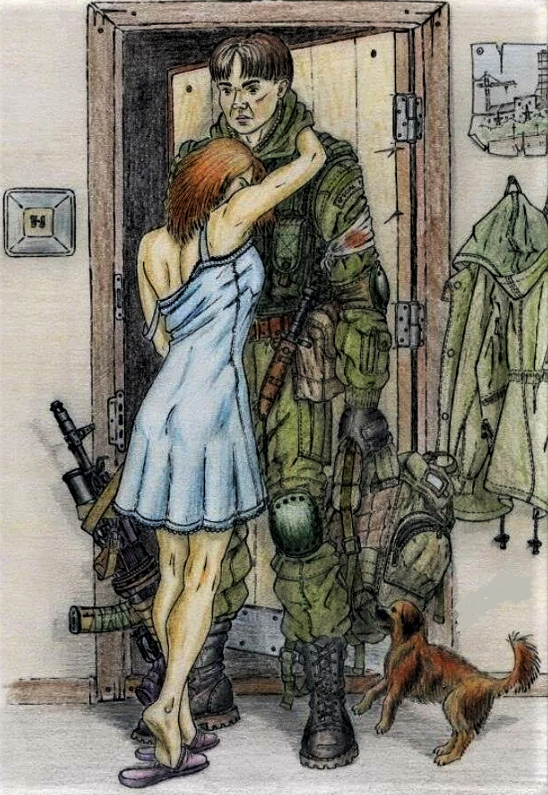 Рисунки солдата и девушки