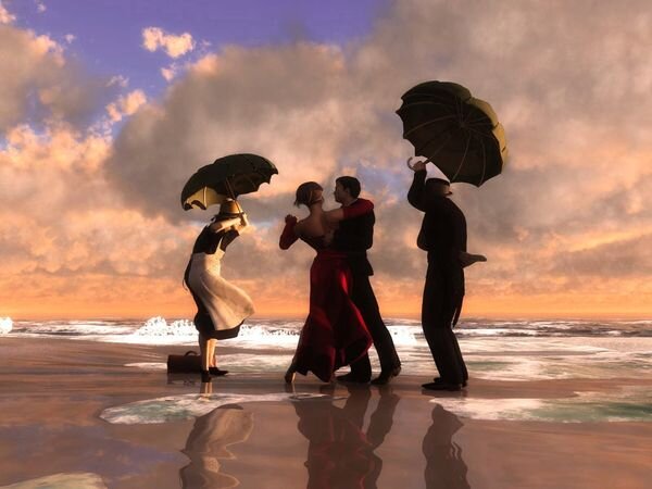 Картина художника Джека Веттриано / Jack Vettriano / Одна из версий "The Singing Butler" / "Поющий дворецкий"