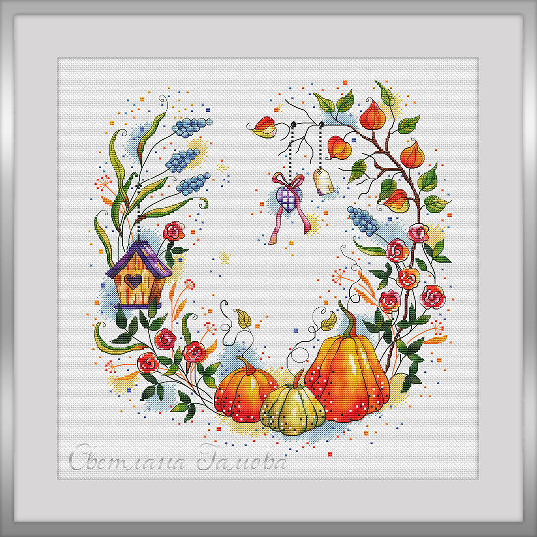 "Осенние воспоминания", авторская схема для вышивки крестом; дизайнер Светлана Гамова.