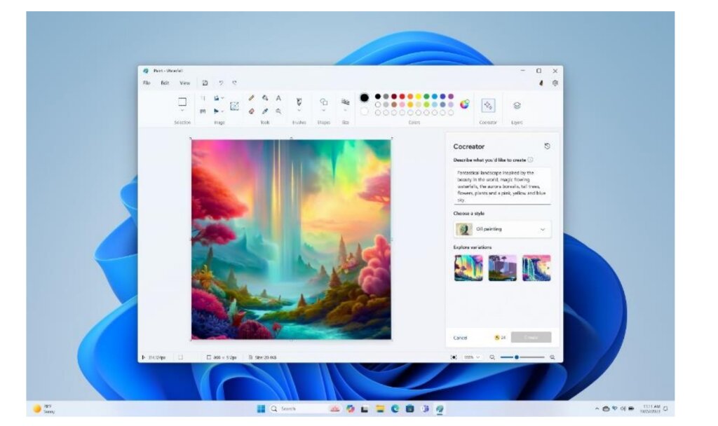В Windows 11 23H2 будет интегрирован Paint Cocreator, позволяющий создавать  произведения искусства с помощью ИИ | proTechTalk | Дзен