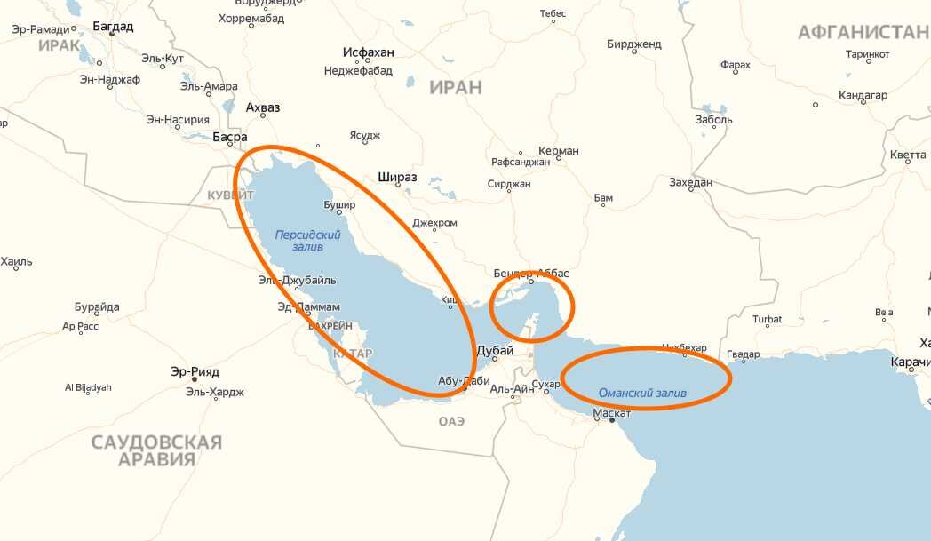 Зоны ответственности ВМС Ирана