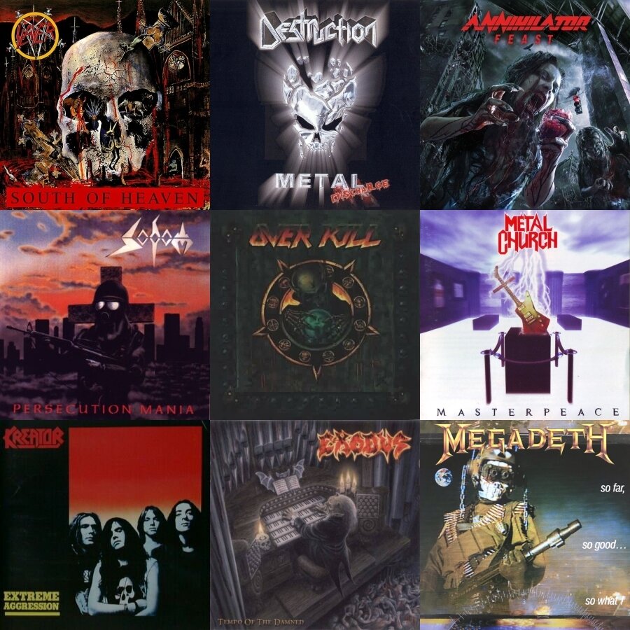 Thrash-Metal compilation (обложки альбомов, песни с которых вошли в мой "плей-лист")