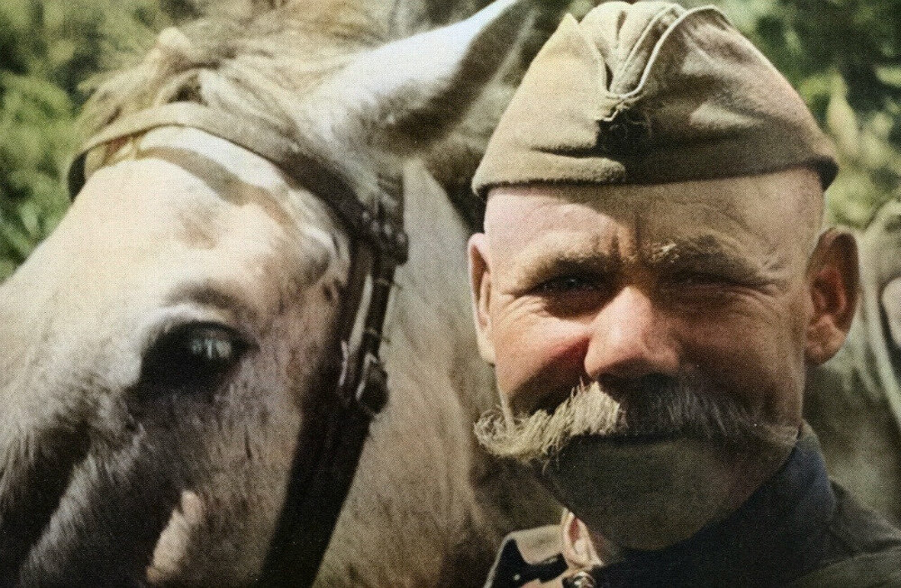 Солдат с лошадью. 1944 г. Автор: Борис Игнатович. Фотография использована в качестве  иллюстрации.