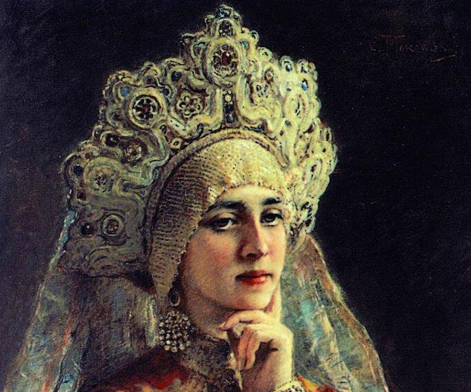 К.Маковский "Русская красавица", 1900 г., фрагмент