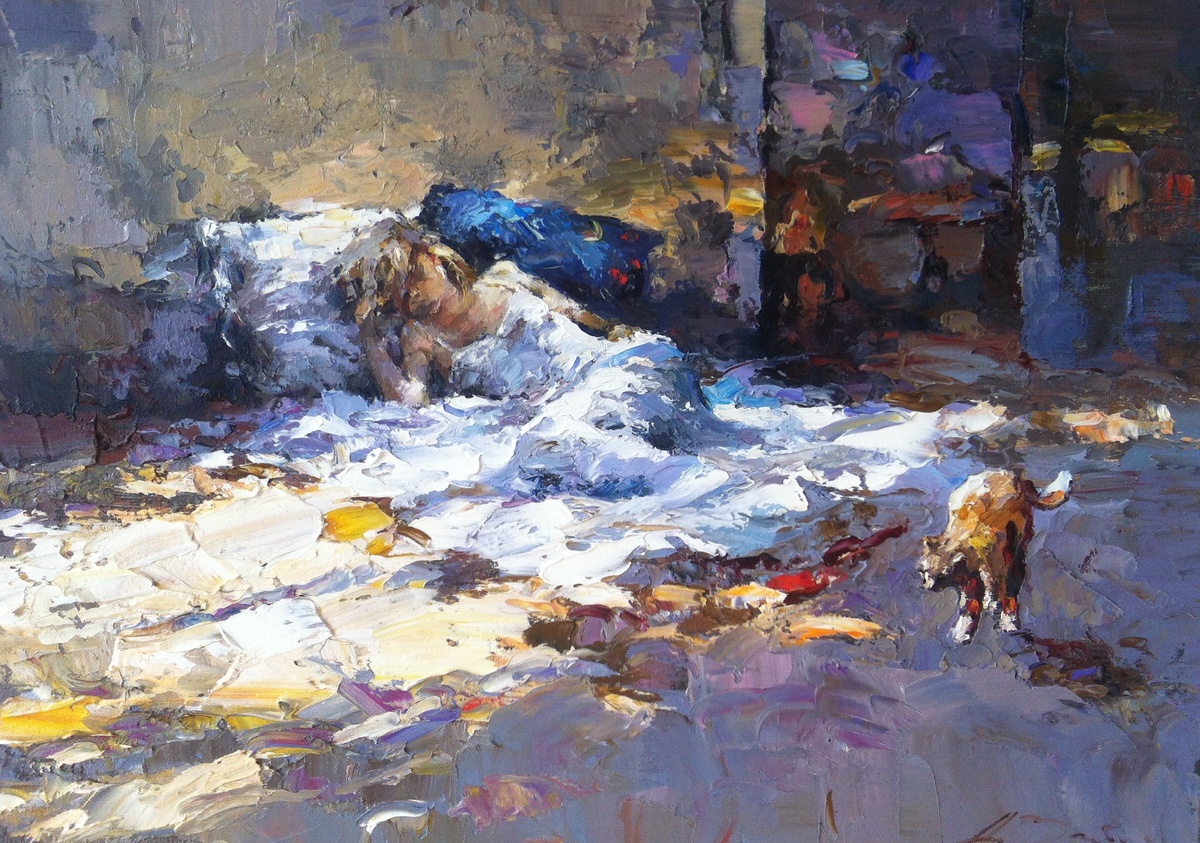 А.Зайцев "Жаркая ночь" Иллюстрация к повести О.Толмачевой "Ласка"