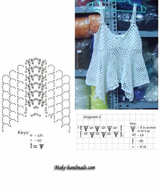 Связать топ крючком для девушки с описанием и схемами