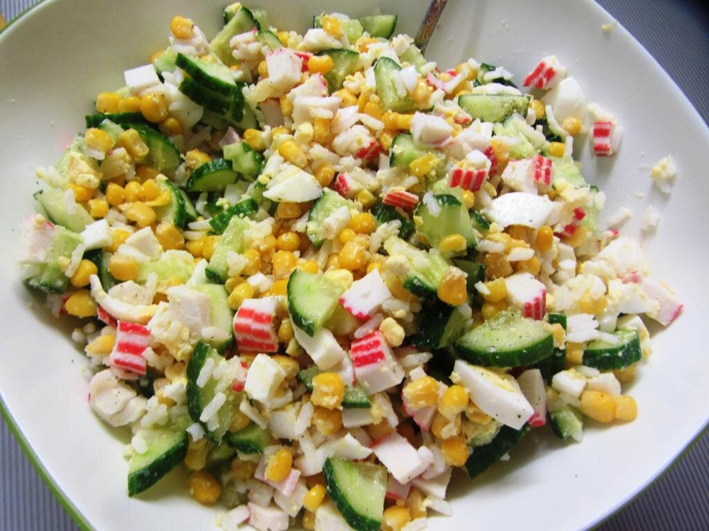 Крабовый салат без кукурузы