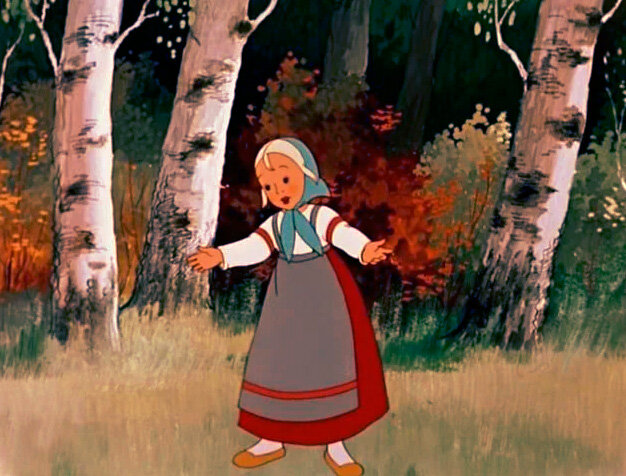 Кадр из мультфильма "Гуси-лебеди" (1949 год). 