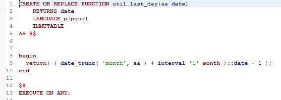 создадим функцию last_day