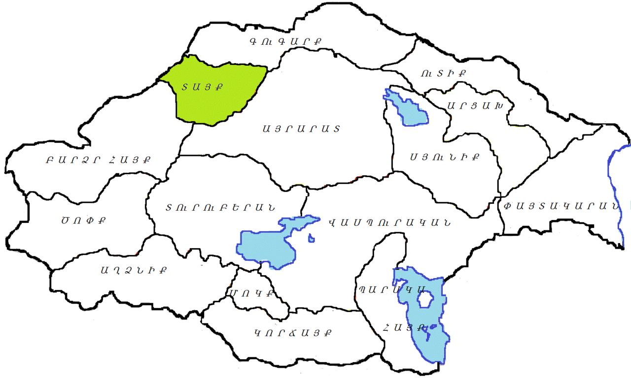Расположение провинции Тайк на карте Великой Армении