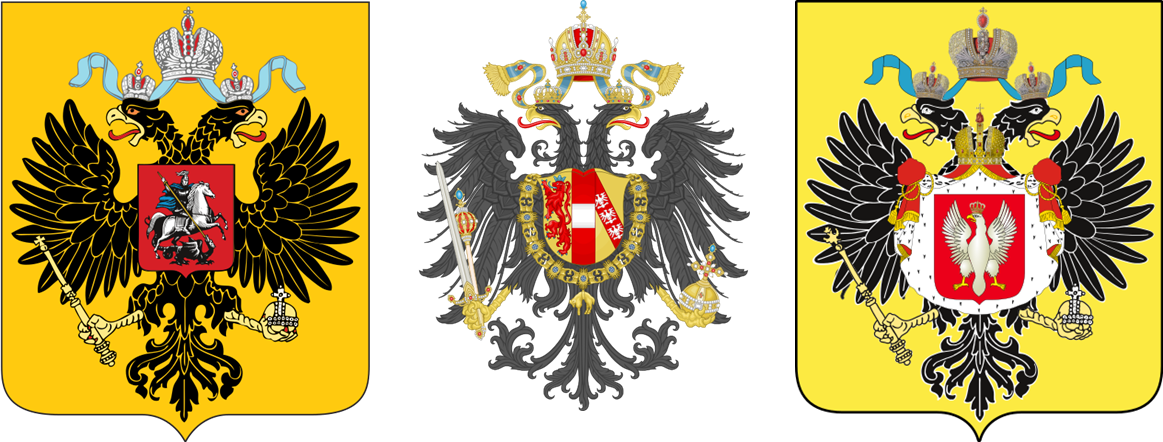 Гербы Российской империи, Германии (великой римской империи), Польши (Речи посполитой)