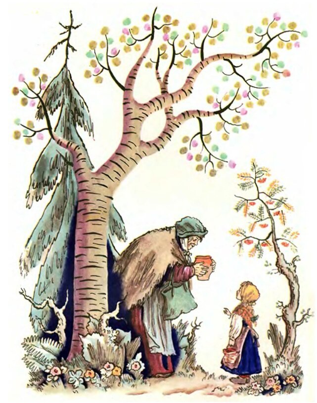 Художник Владимир Конашевич. иллюстрации из книги "Горшок каши" издательство "Детская литература"