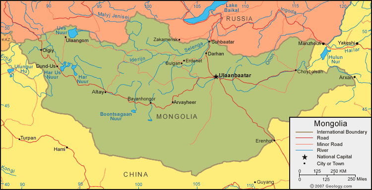 Карта дорог монголии