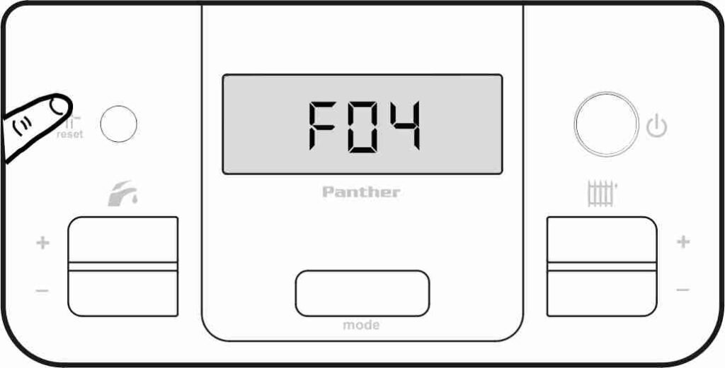 Сброс ошибки F04 на панели управления котлом Protherm