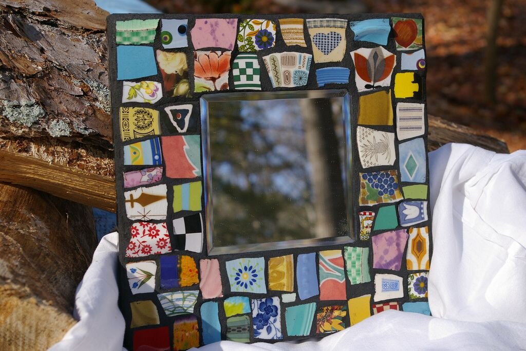 Оформление рамки для фото битым стеклом