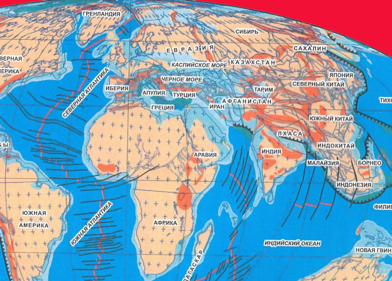 Карта древних морей на территории россии