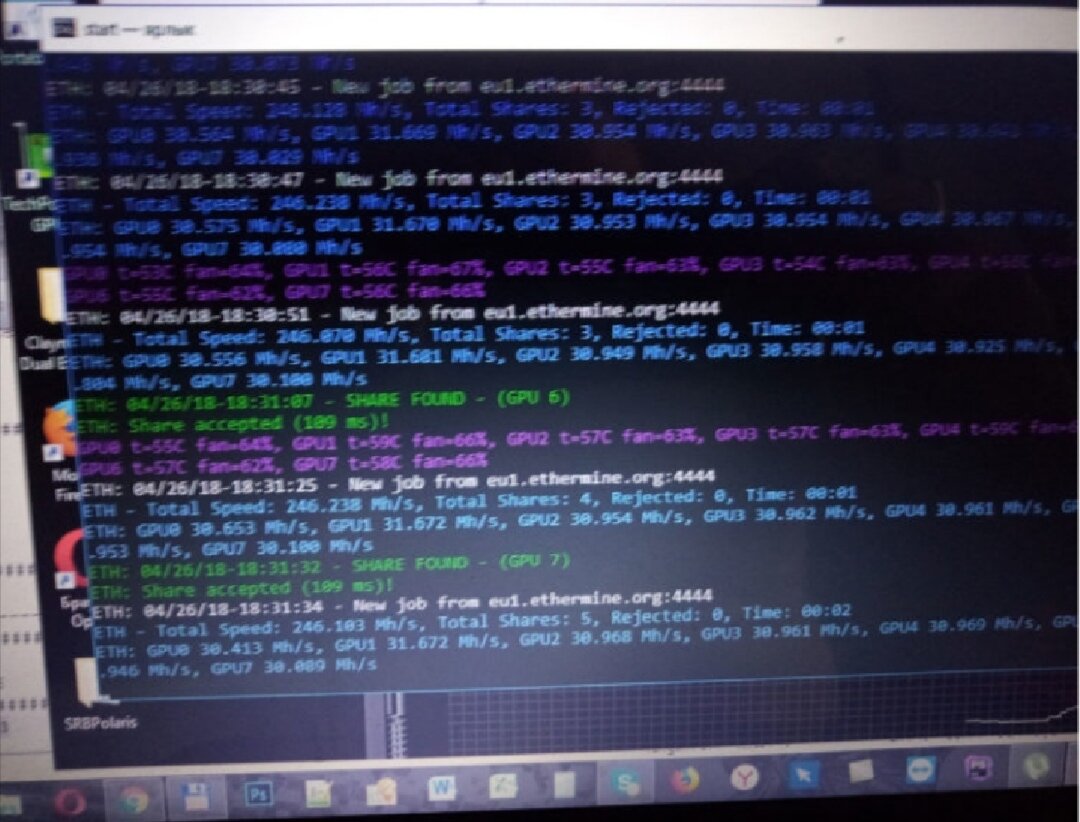 Хешрейт фермы из 8 видеокарт