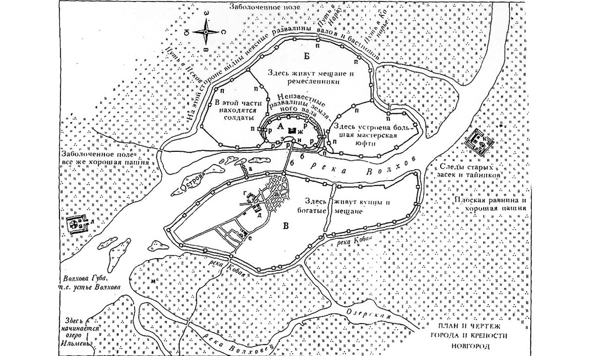 Карта схема древнего новгорода