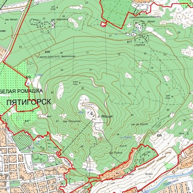 Машук на карте пятигорска. Карта горы Машук Пятигорск.