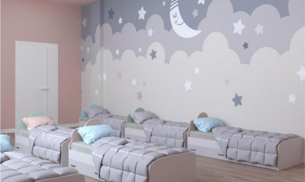    Балерины, лыжники, облака. В Муравленко детский сад «Ладушки» обрел уникальный дизайн