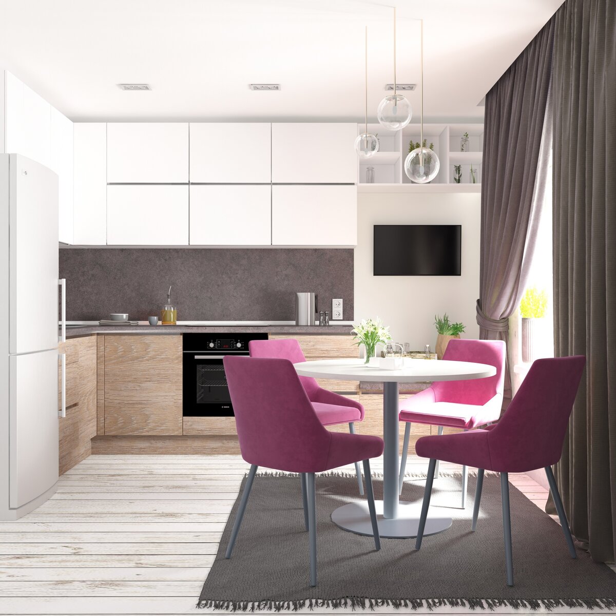 Круглый стол Ремус и стулья Пьемонт, ателье дизайнерских стульев DEBUT  