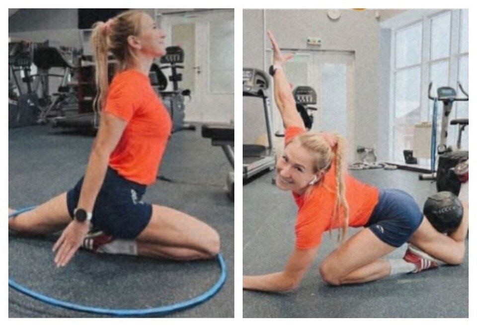     Алимбекова пробует себя в гимнастике. Фото: соцсети