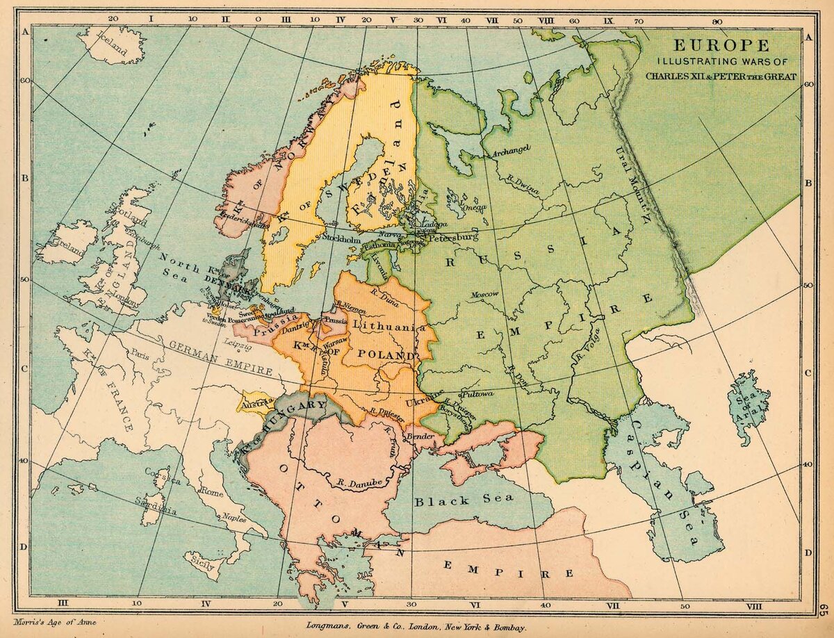 Карта европы 1709 года