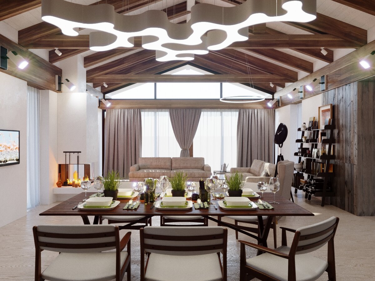 А вот столовая, которая должна отделить кухню от зала.